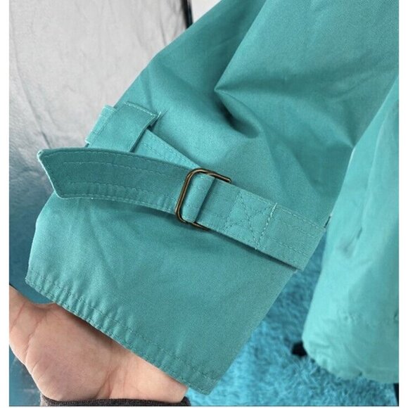 EUC London Fog Teal & Black Double Breasted Trench Coat Women’s Size 8 Rain Jack - Picture 5 of 9